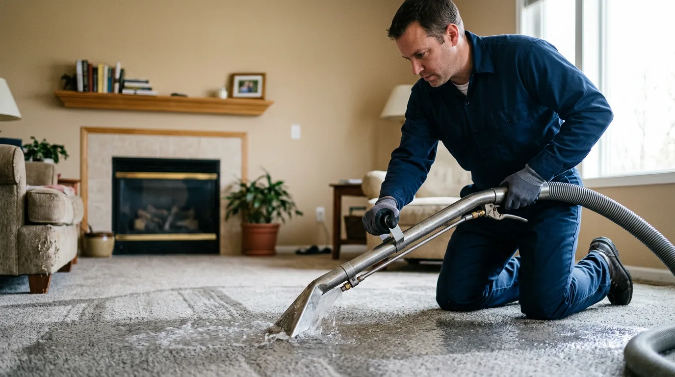 Water damage restoration technician working near Ontario, WI